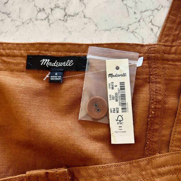 NWT! Madewell S6 Seamed Puff-Sleeve Midi Dress in Warm Coffee - Picture 5 of 7